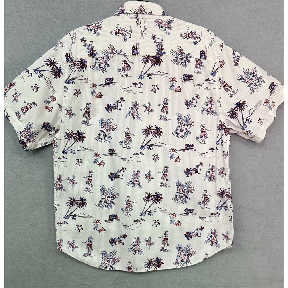 Tommy Bahama White Tropical Hula Girl Palm Tree Button Up Shirt Men’s Size Large - Picture 3 of 11